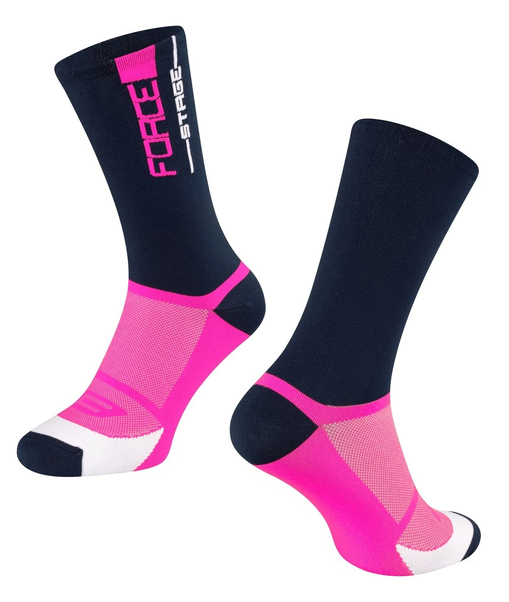 Force Stage Høye Sykkelsokker Sort/Rosa