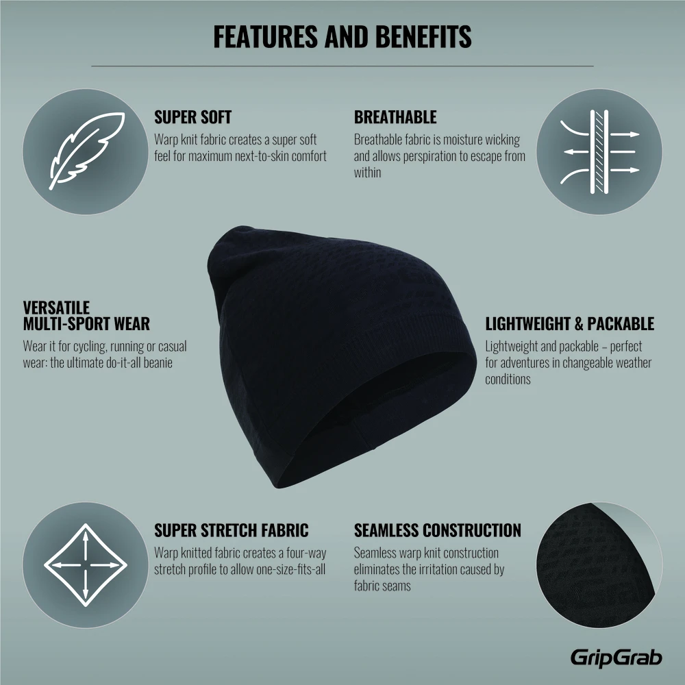 GripGrab Freedom Warp Knitted Lue Sømløs Sort 3 GripGrab Freedom Warp Knitted Lue Sømløs Sort - Bilde 3