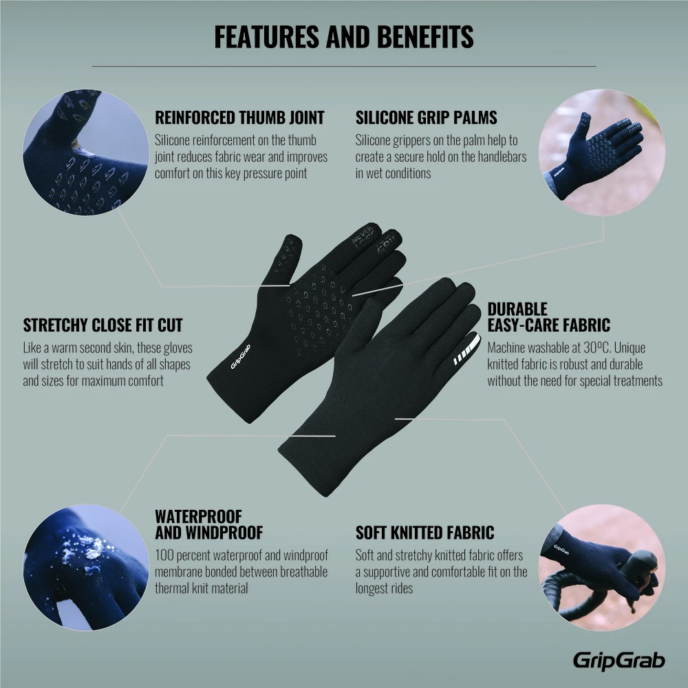 GripGrab Vanntett Strikket Hanske Sort 2 GripGrab Vanntett Strikket Hanske Sort - Bilde 2