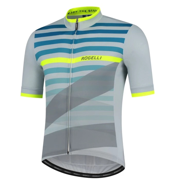 Rogelli Stripe Jersey - Grå/Blå/Neon 1 Rogelli Stripe Jersey - Grå/Blå/Neon