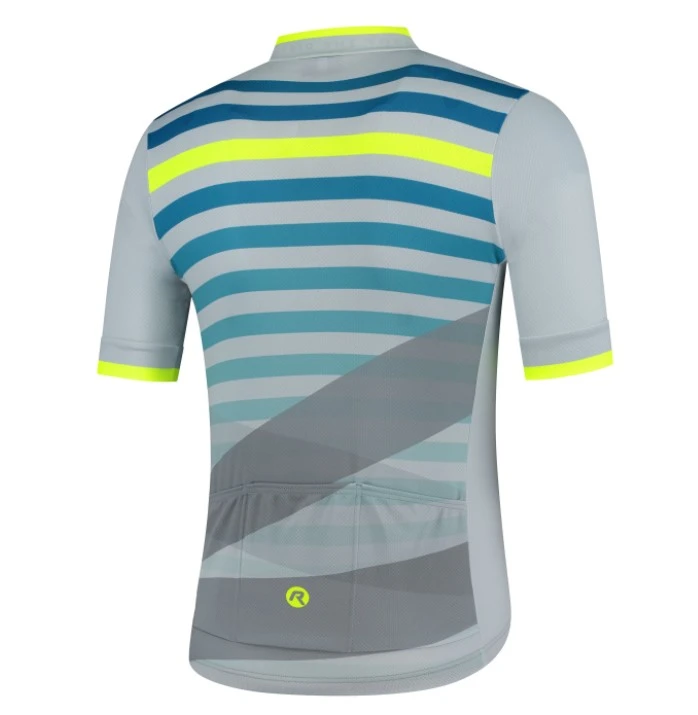 Rogelli Stripe Jersey - Grå/Blå/Neon 2 Rogelli Stripe Jersey - Grå/Blå/Neon - Bilde 2